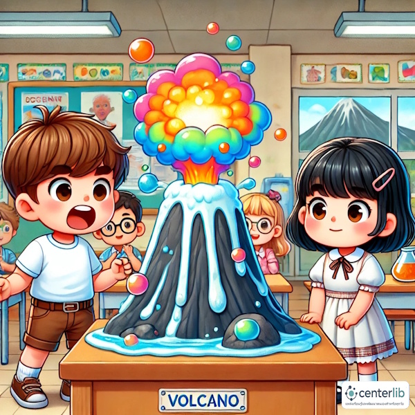 การ์ตูนสำหรับเด็ก ในรูปแบบ นิทานการ์ตูนสองภาษา เรื่อง Amazing Science Experiment หน้า 4